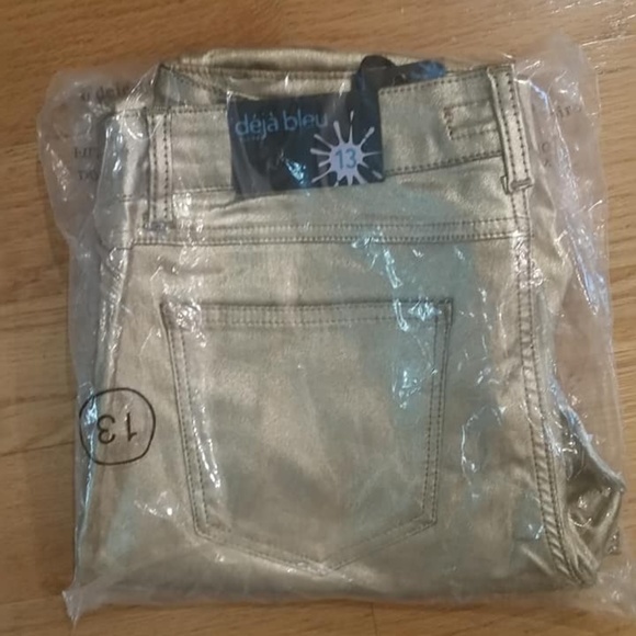 Gold Metallic Stretch Skinny Jeggings - Tall - Picture 5 of 6